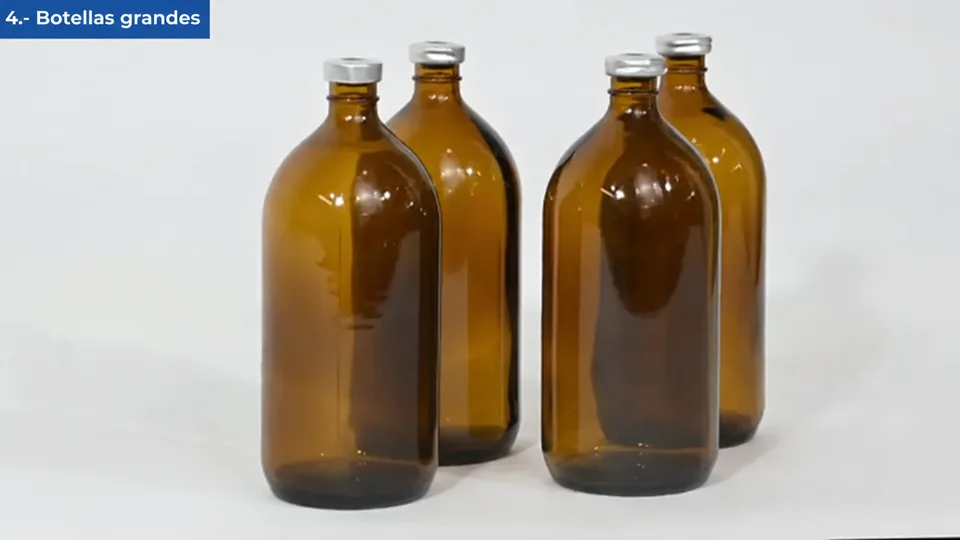 Botellas farmacéuticas grandes para prueba de fugas con azul de metileno