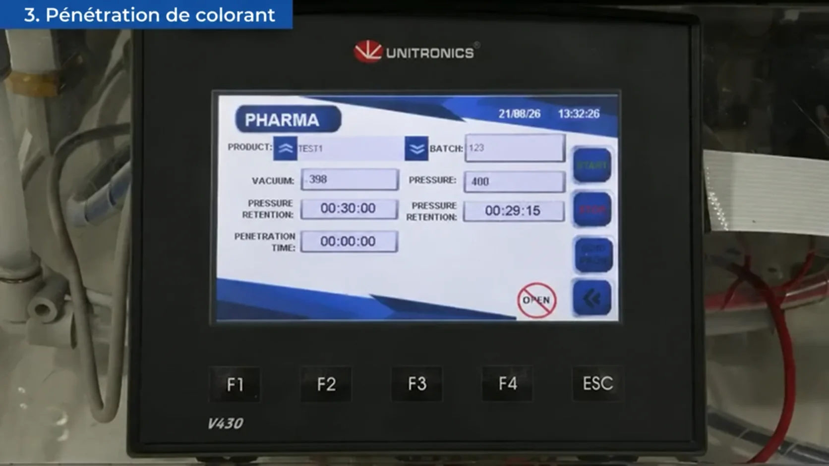 Réglages de vide et de pression pour un test modifié Dye Penetration sur un emballage