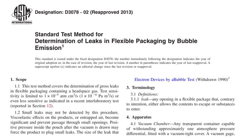 D3078 – A norma não define níveis específicos de vácuo nem tempos de exposição