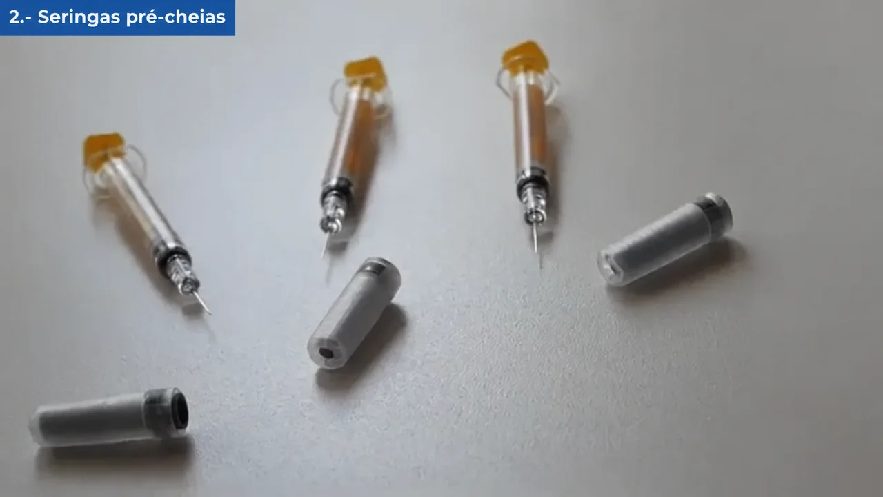 Seringas pré-cheias e tampas de ponta para teste de integridade da embalagem