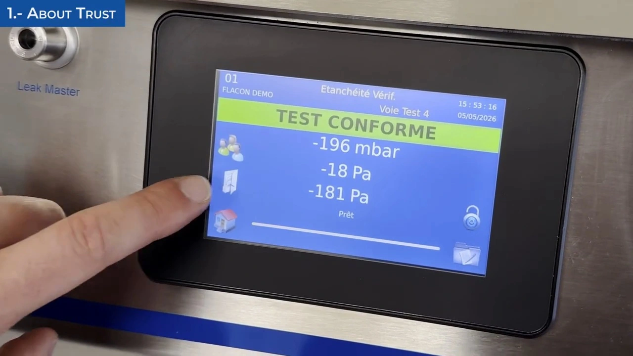 Visible package integrity test result on a DVACI testing system
