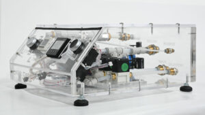 Side view of the CDV BT semi-automatic vacuum control system with programmable display and start-stop buttons